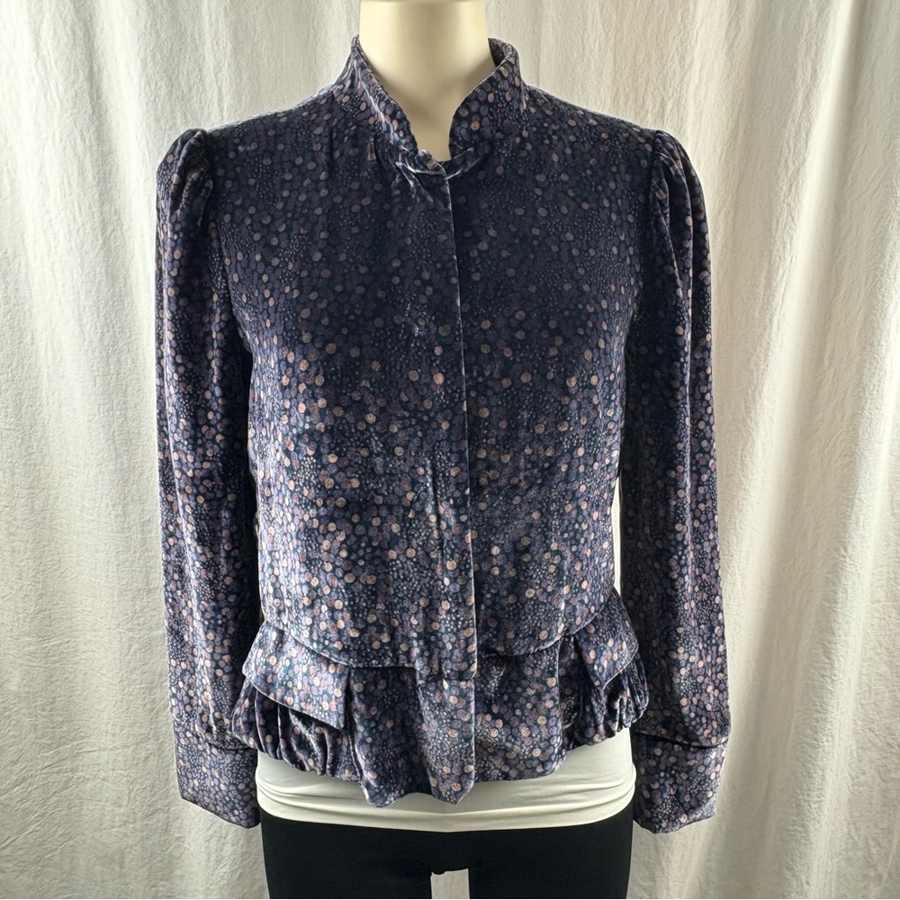 Marc Jacobs Navy Blue Floral Velvet Blazer